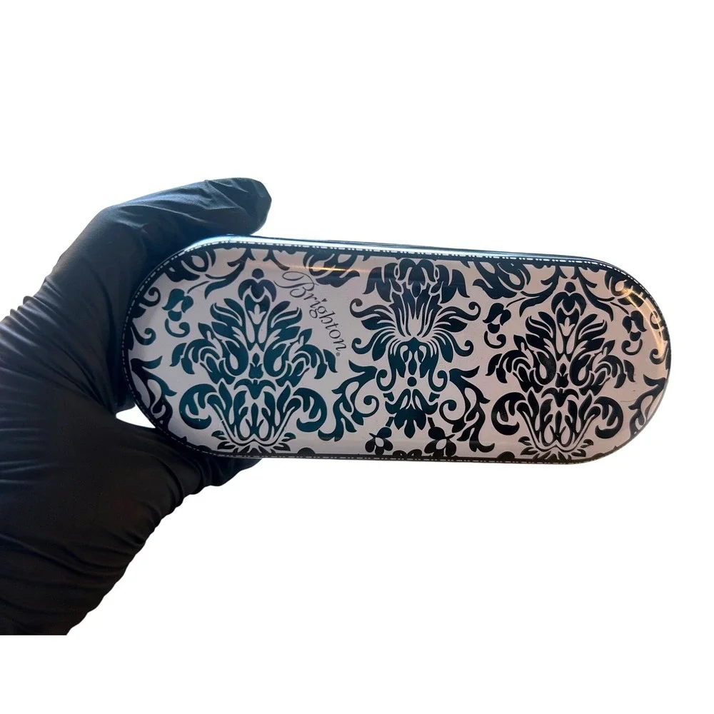 Brighton Sunglasses Case Black White‎ Floral Pattern Hard Clam Shell